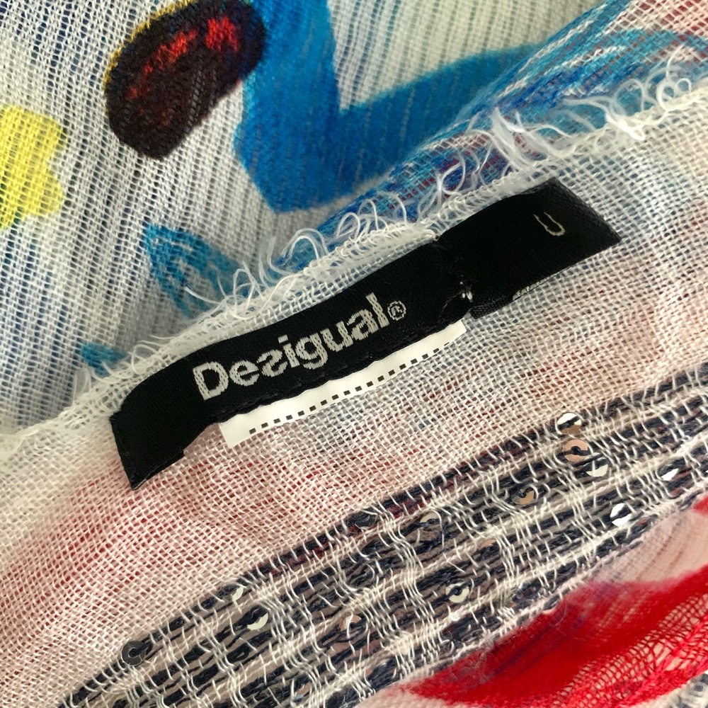 Desigual Colorful Glitter Sequin Scarf Shawl - Picture 4 of 8